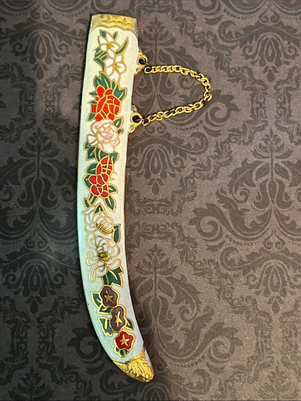 Decorative Gold-Tone Mini Scimitar Letter Opener with Red Tassel